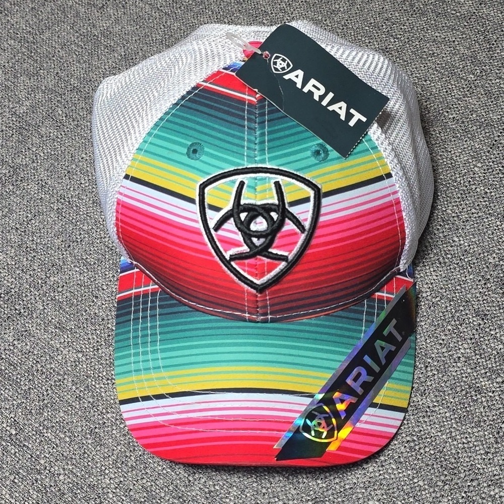 Ariat Men's Baseball Cap Mesh Logo Multicolored Western Adjustable‎ Snapback